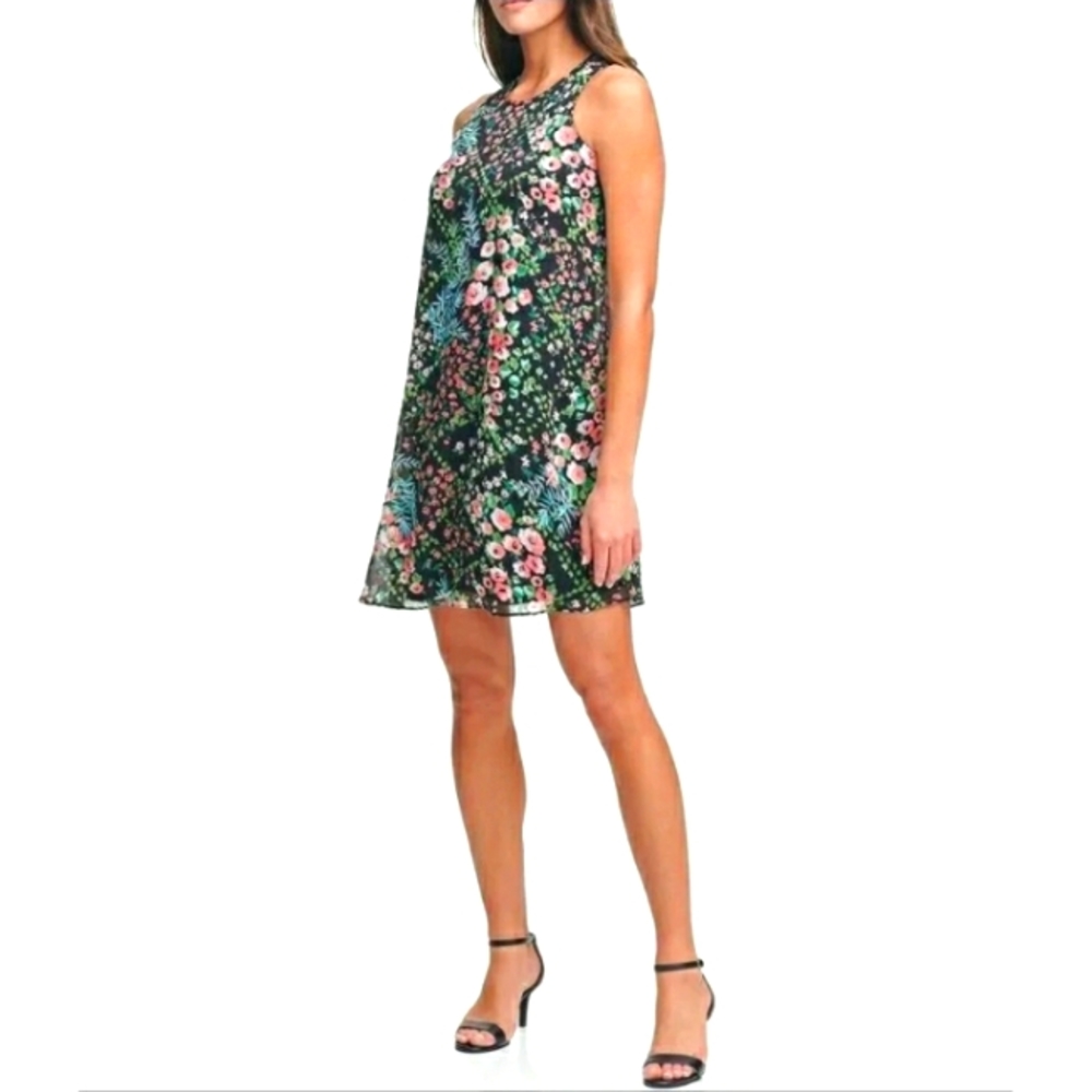 Tommy Hilfiger Chiffon Shift Dress - Jewel Neck Floral - Size 8 - MSRP $99